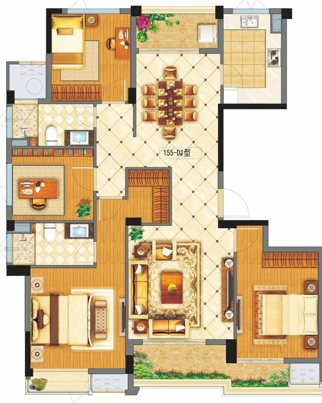 香悦府西区 155-D1户型图