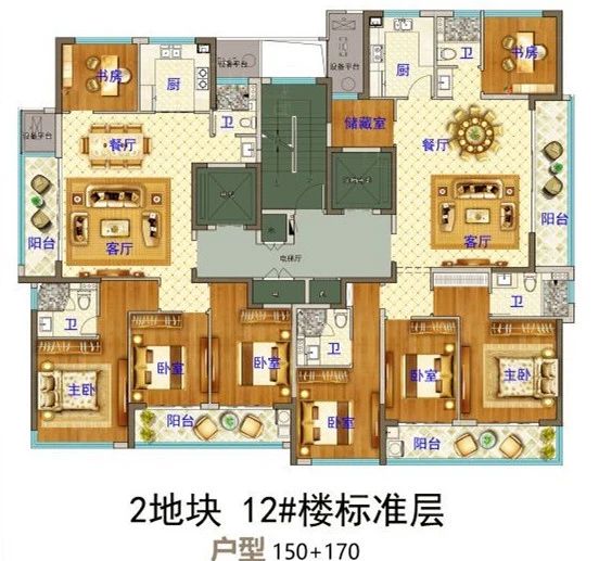 义乌市下车门新村B区块  12#楼标准层 户型图