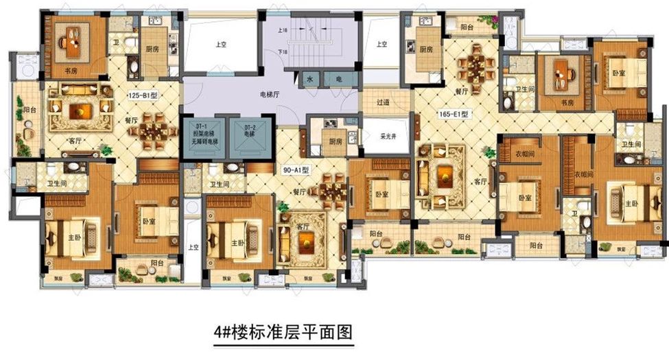 香悦府东区4#楼 标准层平面户型图