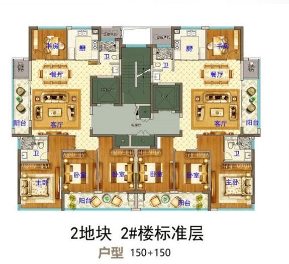 义乌市下车门新村B区块  2#楼标准层 户型图