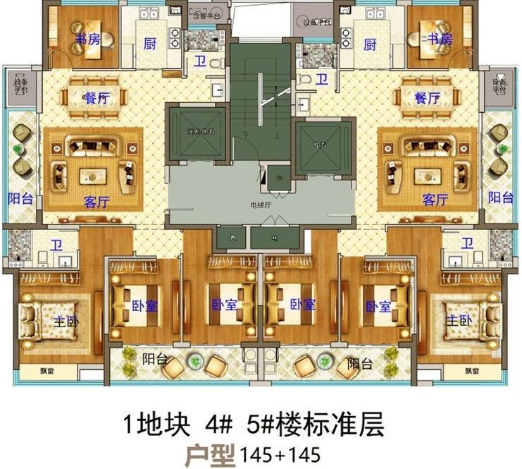 义乌市下车门新村A区块 4#5#楼标准层 户型图