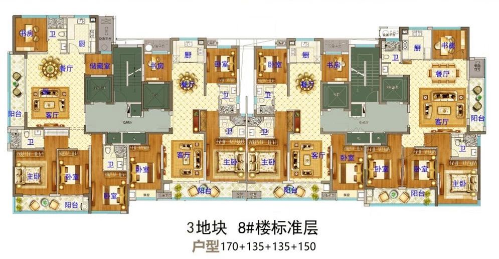 义乌市下车门新村C区块 8#楼标准层 户型图