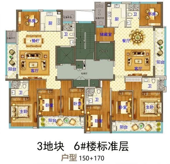 义乌市下车门新村C区块 6#楼标准层 户型图