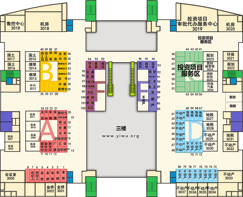 365办事大厅三楼办公示意图